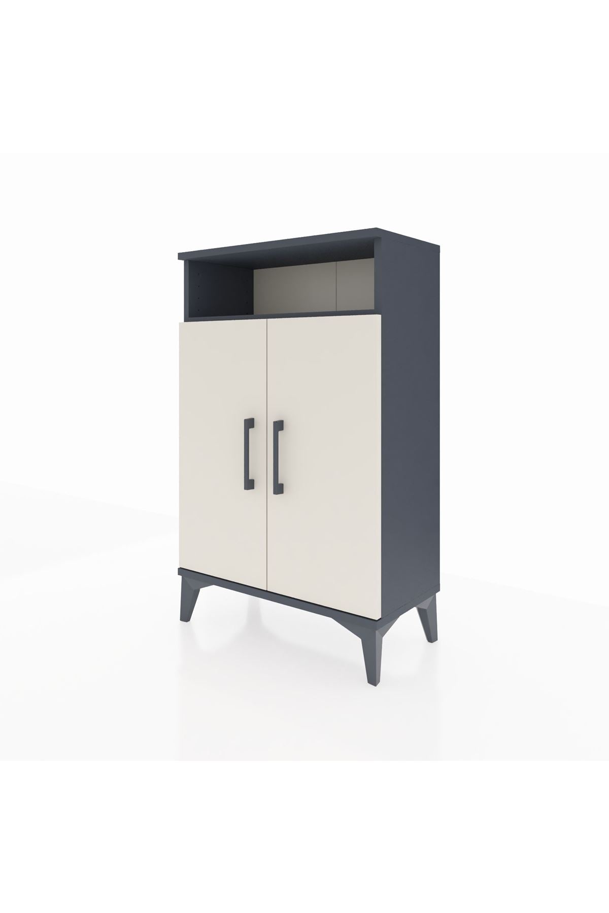 Arges Komodin 3 Raflı 2 Kapaklı 60x30x96 Antrasit-Aytaşı