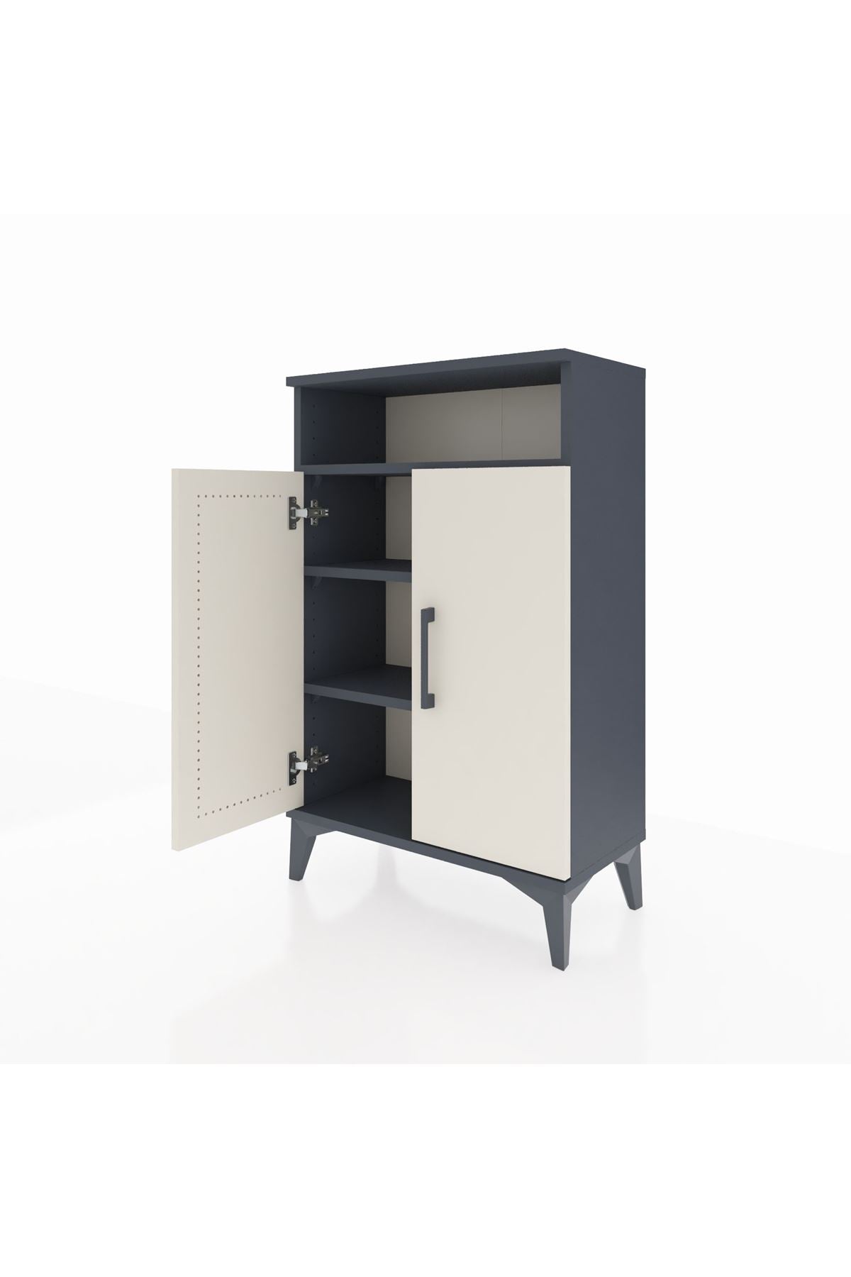 Arges Komodin 3 Raflı 2 Kapaklı 60x30x96 Antrasit-Aytaşı