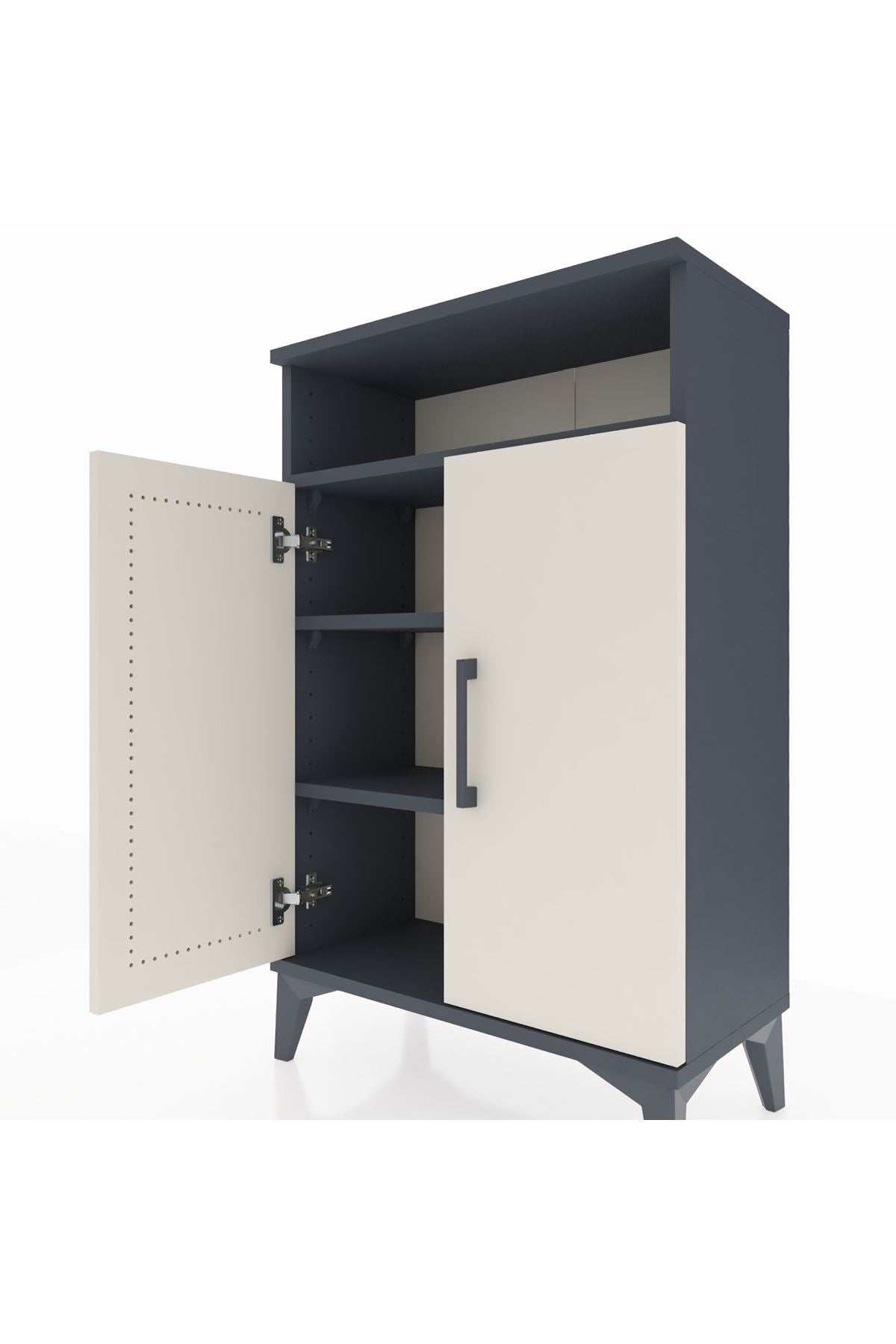 Arges Komodin 3 Raflı 2 Kapaklı 60x30x96 Antrasit-Aytaşı