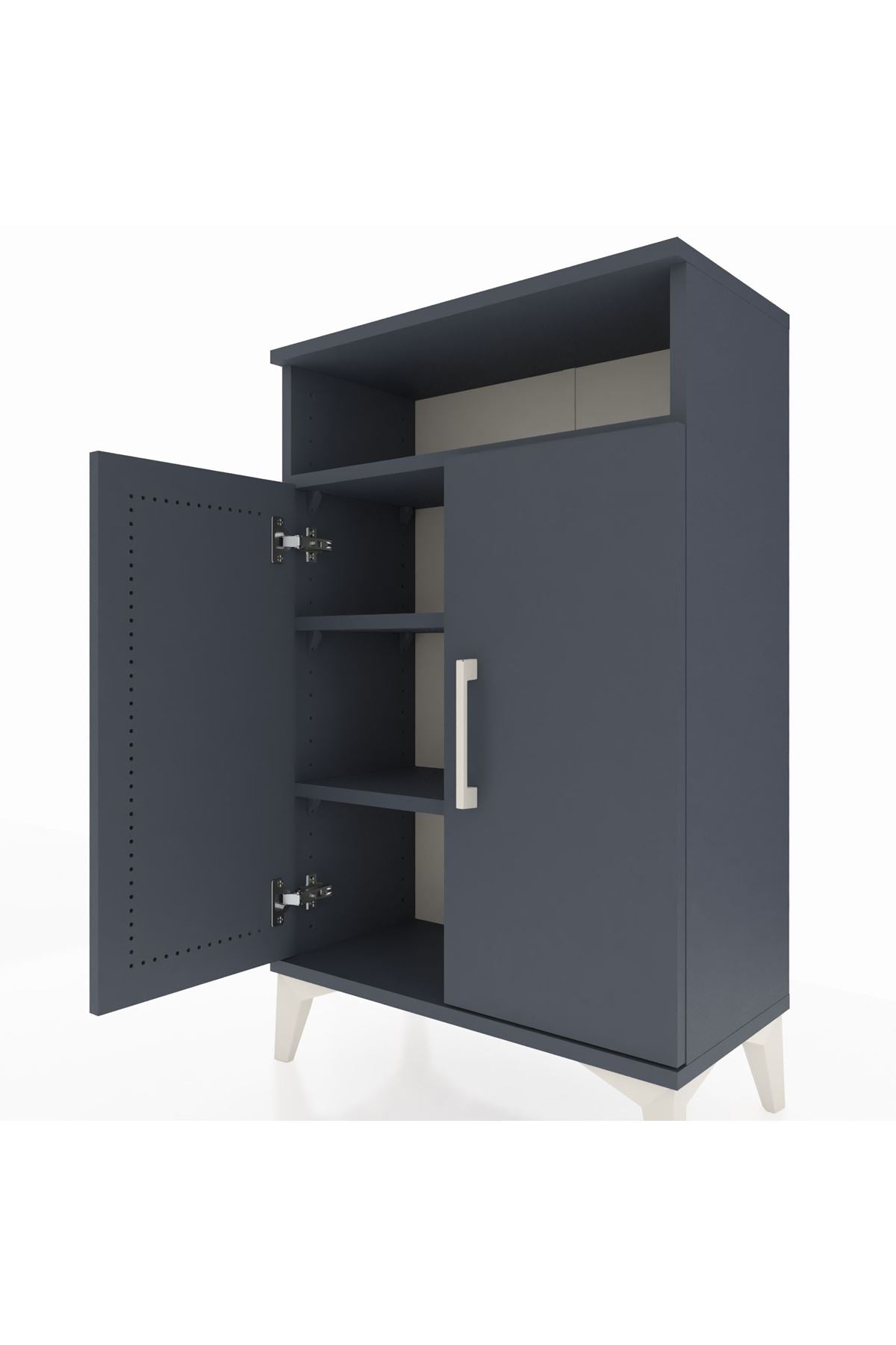 Arges Komodin 3 Raflı 2 Kapaklı 60x30x96 Antrasit-Antrasit