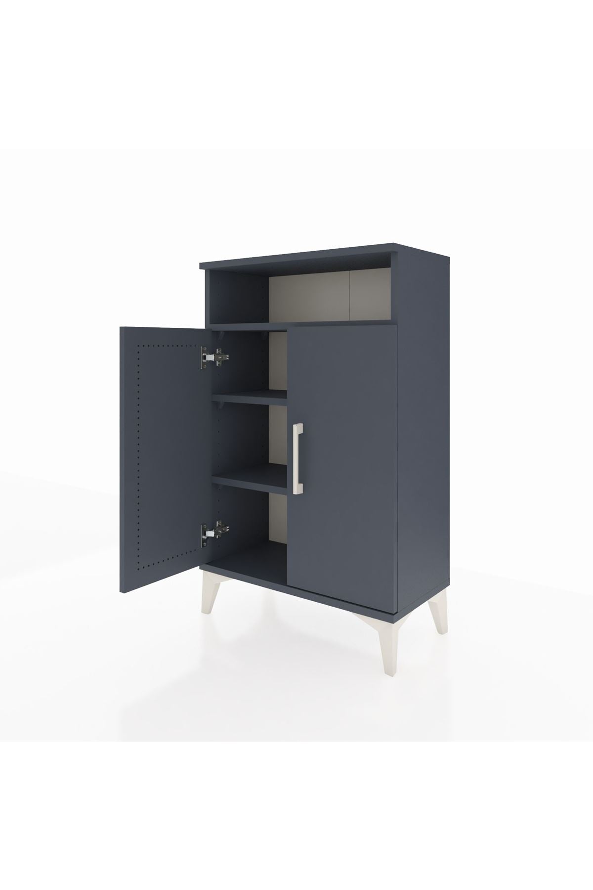 Arges Komodin 3 Raflı 2 Kapaklı 60x30x96 Antrasit-Antrasit