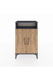 Arges Komodin 3 Raflı 2 Kapaklı 60x30x96 Antrasit-Çam