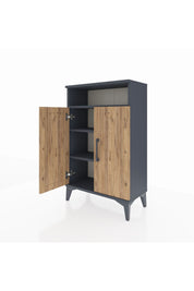 Arges Komodin 3 Raflı 2 Kapaklı 60x30x96 Antrasit-Çam