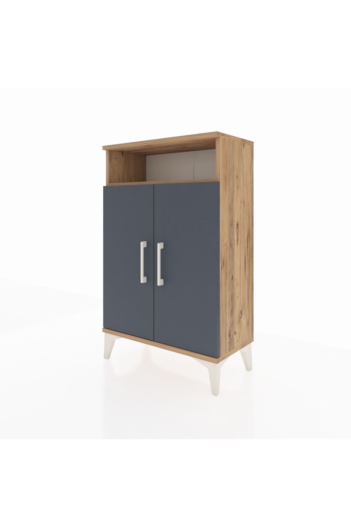 Arges Komodin 3 Raflı 2 Kapaklı 60x30x96 Çam-Antrasit