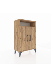 Arges Komodin 3 Raflı 2 Kapaklı 60x30x96 Çam-Çam