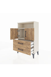 Arges Komodin 2 Raflı 2 Çekmeceli 2 Kapaklı 60x30x96 Aytaşı-Çam