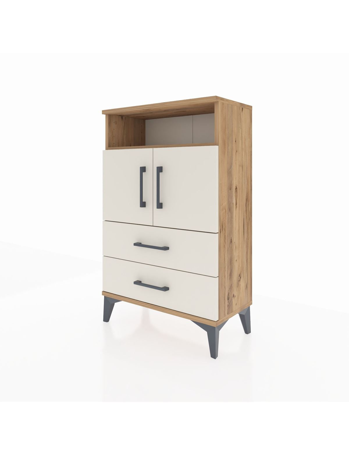 Arges Komodin 2 Raflı 2 Çekmeceli 2 Kapaklı 60x30x96 - S14M023V7A
