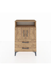 Arges Komodin 2 Raflı 2 Çekmeceli 2 Kapaklı 60x30x96 Çam-Çam