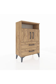 Arges Komodin 2 Raflı 2 Çekmeceli 2 Kapaklı 60x30x96 Çam-Çam