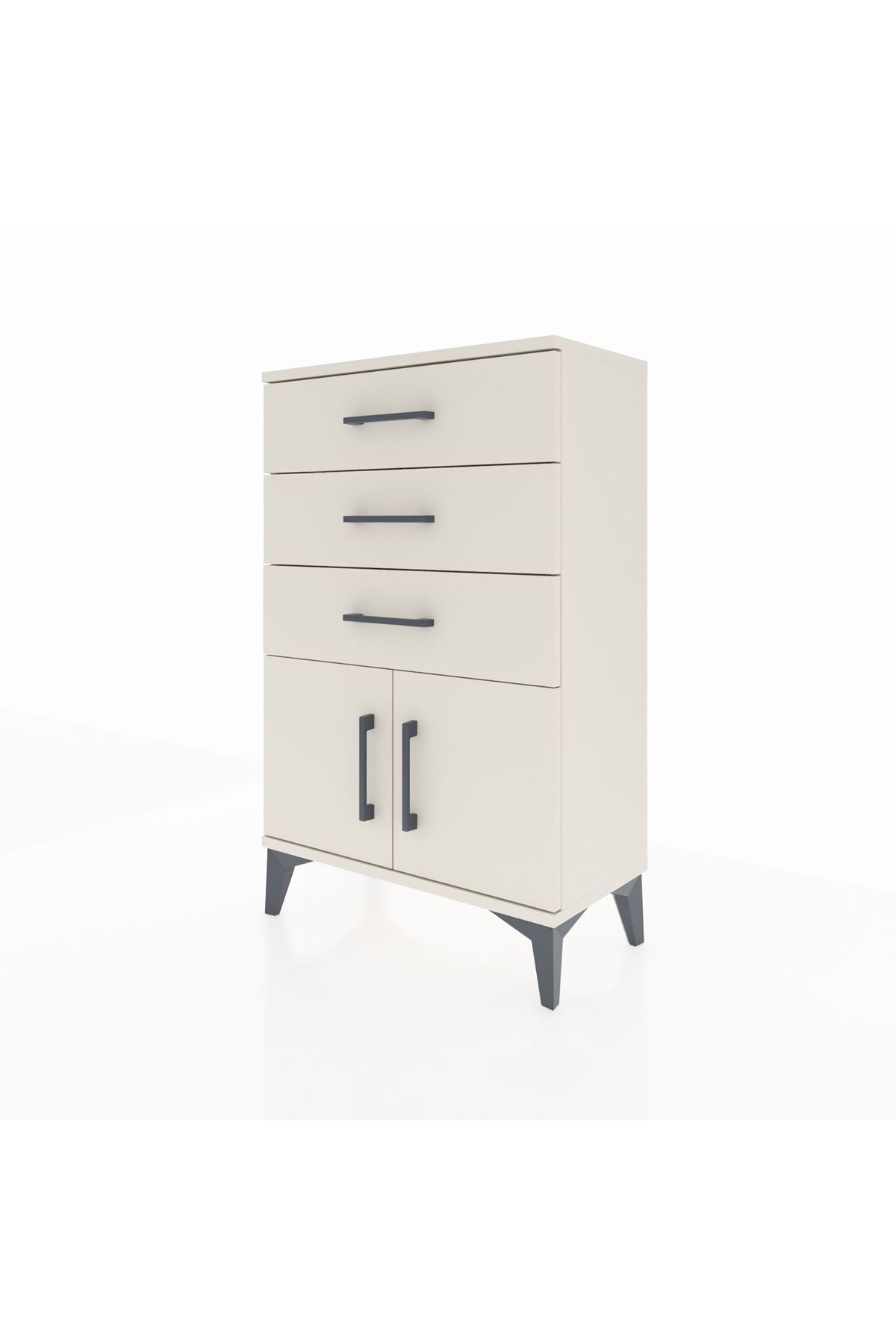 Arges Komodin 3 Çekmeceli 2 Kapaklı 60x30x96 Aytaşı-Aytaşı