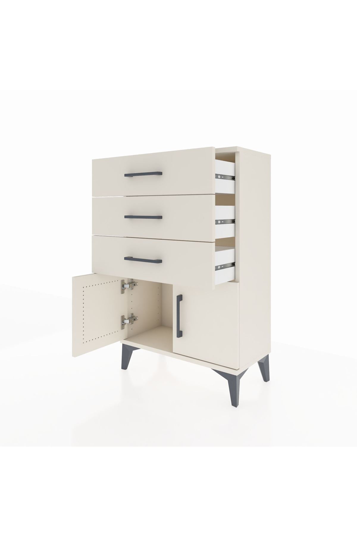 Arges Komodin 3 Çekmeceli 2 Kapaklı 60x30x96 Aytaşı-Aytaşı