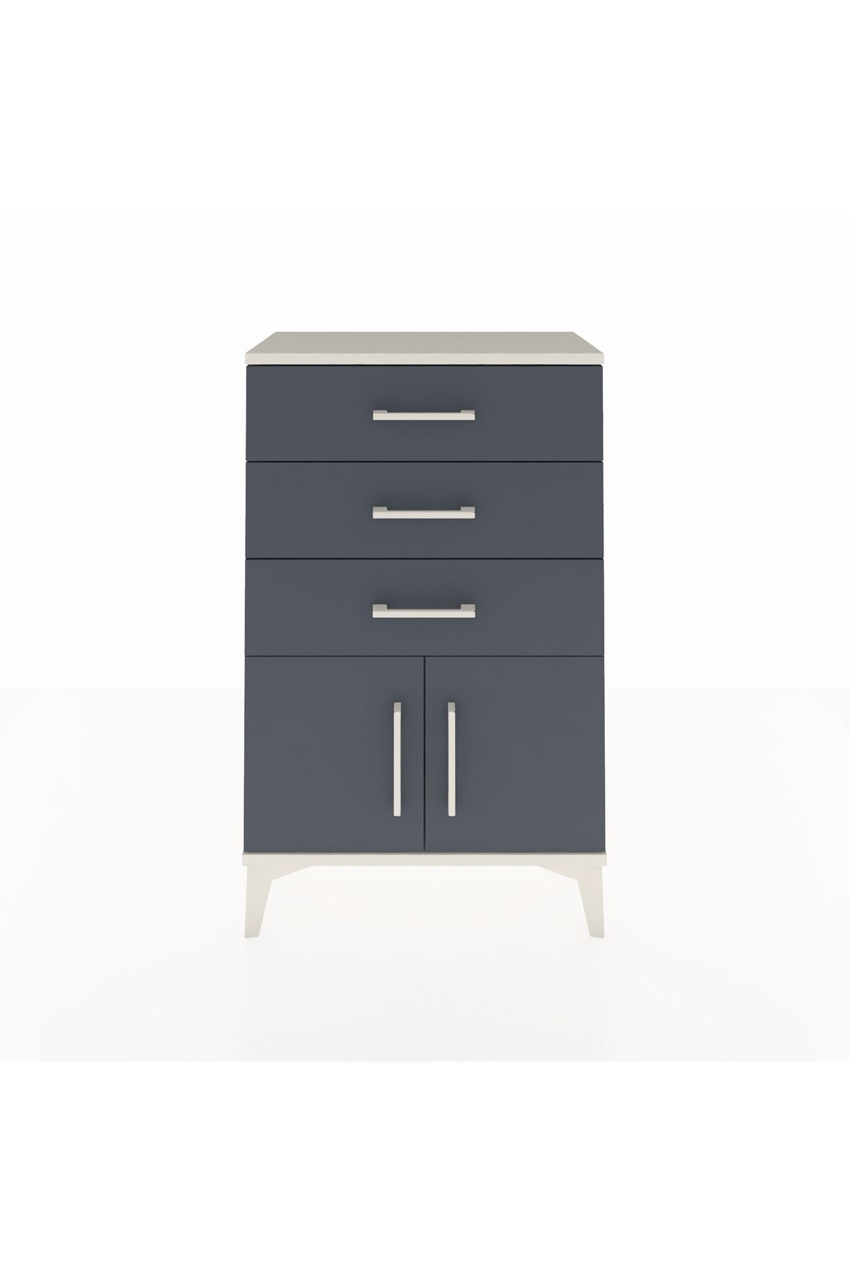 Arges Komodin 3 Çekmeceli 2 Kapaklı 60x30x96 Aytaşı-Antrasit