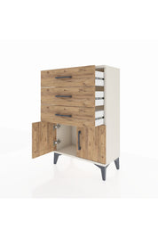 Arges Komodin 3 Çekmeceli 2 Kapaklı 60x30x96 Aytaşı-Çam