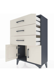 Arges Komodin 3 Çekmeceli 2 Kapaklı 60x30x96 Antrasit-Aytaşı