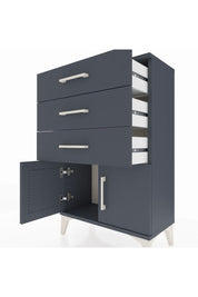 Arges Komodin 3 Çekmeceli 2 Kapaklı 60x30x96 Antrasit-Antrasit