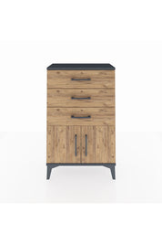 Arges Komodin 3 Çekmeceli 2 Kapaklı 60x30x96 Antrasit-Çam