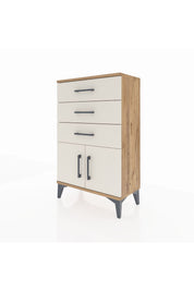 Arges Komodin 3 Çekmeceli 2 Kapaklı 60x30x96 Çam-Aytaşı