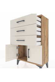 Arges Komodin 3 Çekmeceli 2 Kapaklı 60x30x96 Çam-Aytaşı