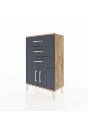 Arges Komodin 3 Çekmeceli 2 Kapaklı 60x30x96 Çam-Antrasit