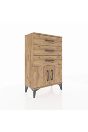 Arges Komodin 3 Çekmeceli 2 Kapaklı 60x30x96 Çam-Çam