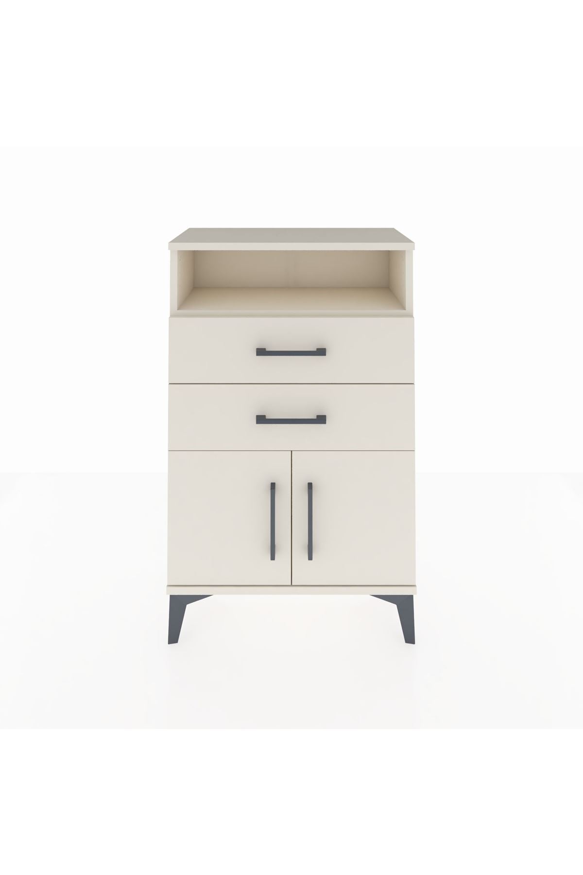 Arges Komodin Tek Raflı 2 Çekmeceli 2 Kapaklı 60x30x96 Aytaşı-Aytaşı