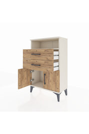 Arges Komodin Tek Raflı 2 Çekmeceli 2 Kapaklı 60x30x96 Aytaşı-Çam