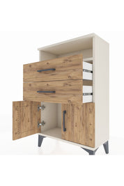 Arges Komodin Tek Raflı 2 Çekmeceli 2 Kapaklı 60x30x96 Aytaşı-Çam