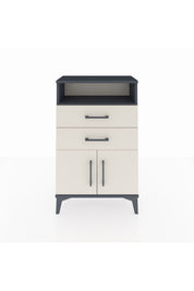 Arges Komodin Tek Raflı 2 Çekmeceli 2 Kapaklı 60x30x96 Antrasit-Aytaşı