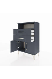 Arges Komodin Tek Raflı 2 Çekmeceli 2 Kapaklı 60x30x96 Antrasit-Antrasit