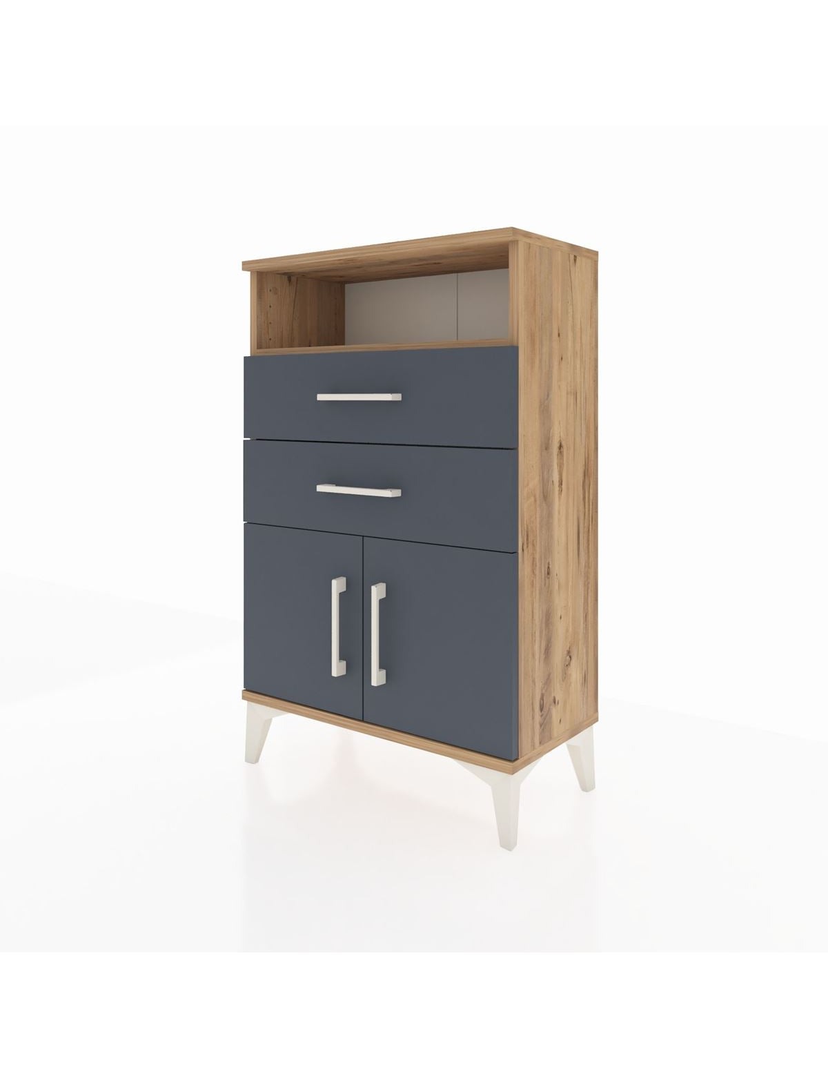 Arges Komodin Tek Raflı 2 Çekmeceli 2 Kapaklı 60x30x96 - S14M025V8A
