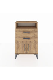 Arges Komodin Tek Raflı 2 Çekmeceli 2 Kapaklı 60x30x96 Çam-Çam
