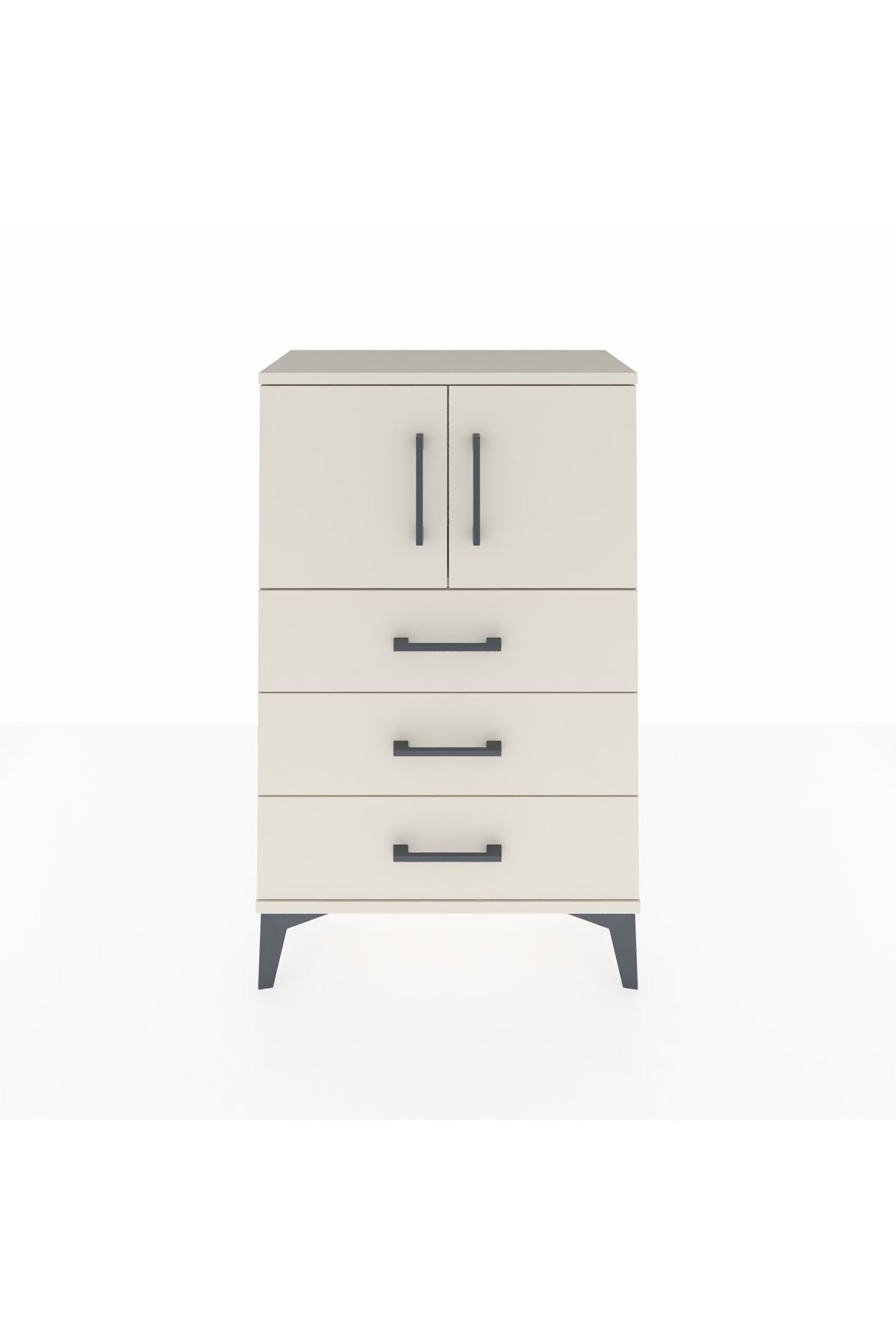 Arges Komodin Tek Raflı 3 Çekmeceli 2 Kapaklı 60x30x96 Aytaşı-Aytaşı