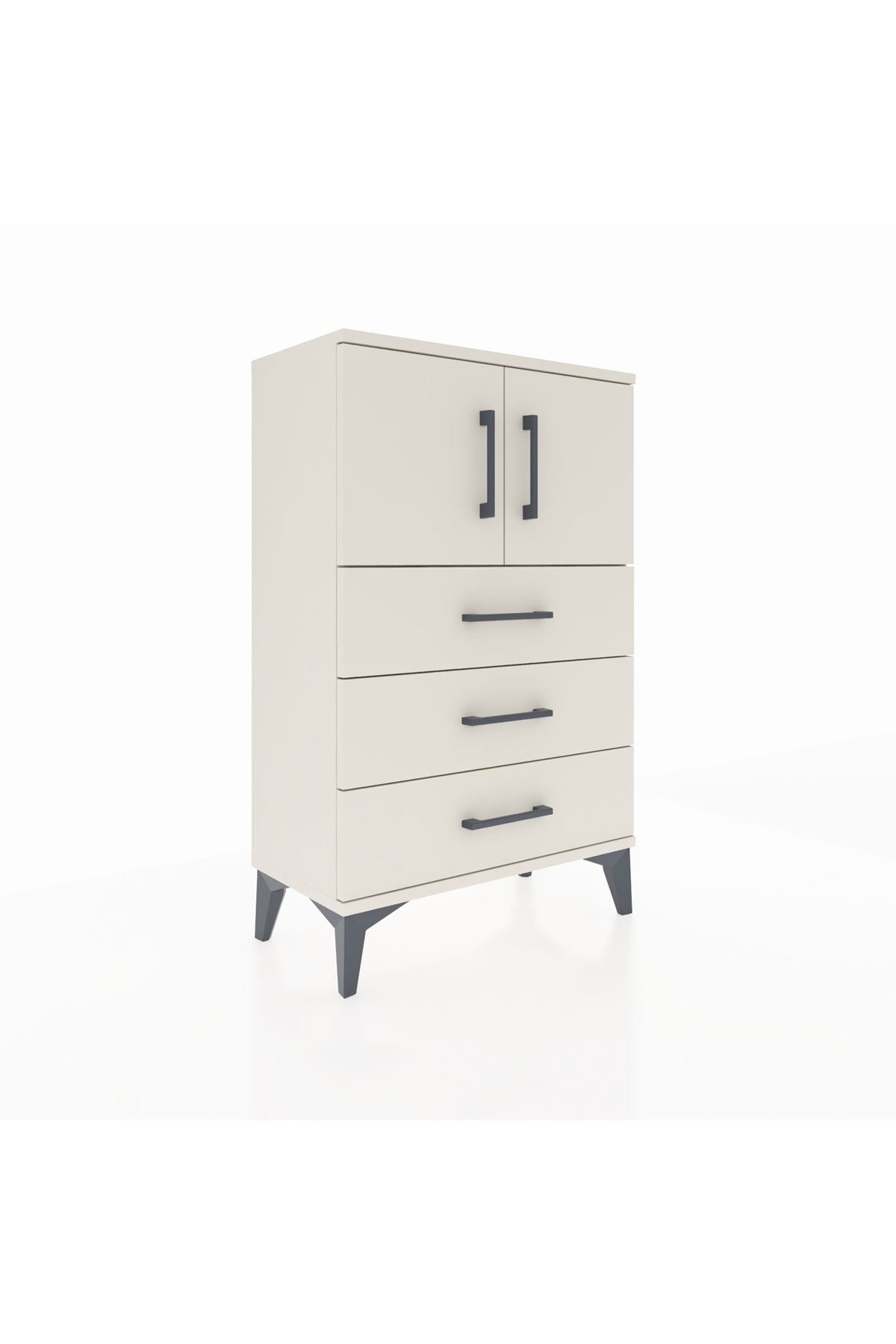 Arges Komodin Tek Raflı 3 Çekmeceli 2 Kapaklı 60x30x96 Aytaşı-Aytaşı