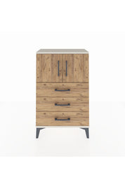 Arges Komodin Tek Raflı 3 Çekmeceli 2 Kapaklı 60x30x96 Aytaşı-Çam