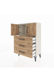 Arges Komodin Tek Raflı 3 Çekmeceli 2 Kapaklı 60x30x96 Aytaşı-Çam