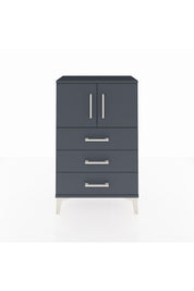 Arges Komodin Tek Raflı 3 Çekmeceli 2 Kapaklı 60x30x96 Antrasit-Antrasit