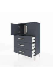 Arges Komodin Tek Raflı 3 Çekmeceli 2 Kapaklı 60x30x96 Antrasit-Antrasit