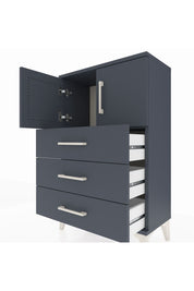 Arges Komodin Tek Raflı 3 Çekmeceli 2 Kapaklı 60x30x96 Antrasit-Antrasit