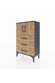 Arges Komodin Tek Raflı 3 Çekmeceli 2 Kapaklı 60x30x96 Antrasit-Çam