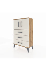 Arges Komodin Tek Raflı 3 Çekmeceli 2 Kapaklı 60x30x96 Çam-Aytaşı