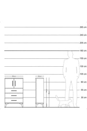 Arges Komodin Tek Raflı 3 Çekmeceli 2 Kapaklı 60x30x96 Çam-Aytaşı