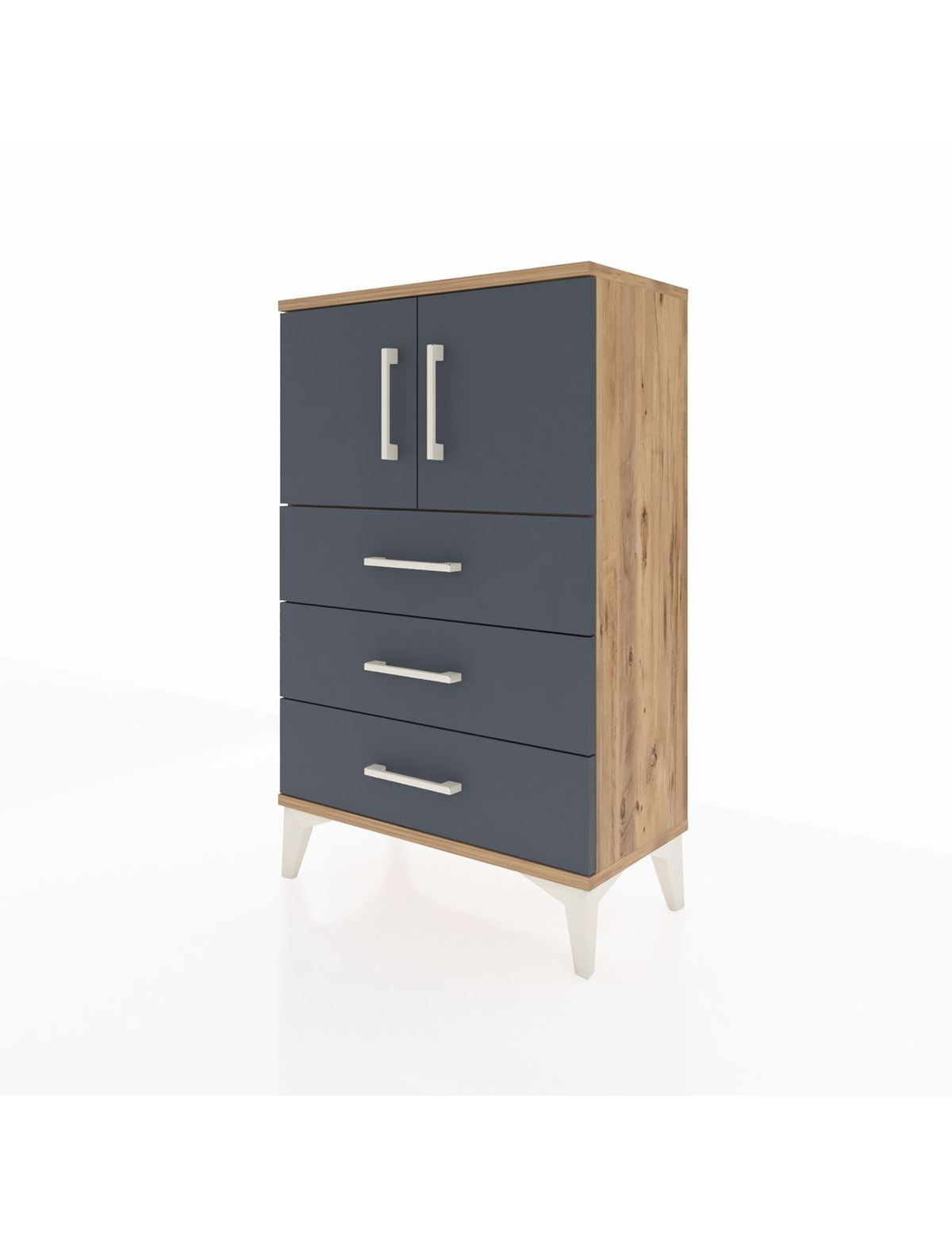 Arges Komodin Tek Raflı 3 Çekmeceli 2 Kapaklı 60x30x96 - S14M026V8A