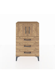 Arges Komodin Tek Raflı 3 Çekmeceli 2 Kapaklı 60x30x96 Çam-Çam