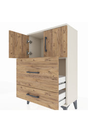 Arges Komodin Tek Raflı 2 Çekmeceli 2 Kapaklı 60x30x96 Aytaşı-Çam