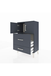 Arges Komodin Tek Raflı 2 Çekmeceli 2 Kapaklı 60x30x96 Antrasit-Antrasit