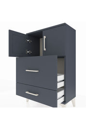 Arges Komodin Tek Raflı 2 Çekmeceli 2 Kapaklı 60x30x96 Antrasit-Antrasit