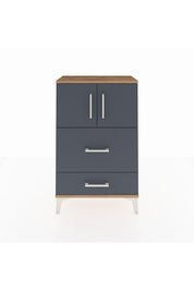 Arges Komodin Tek Raflı 2 Çekmeceli 2 Kapaklı 60x30x96 Çam-Antrasit