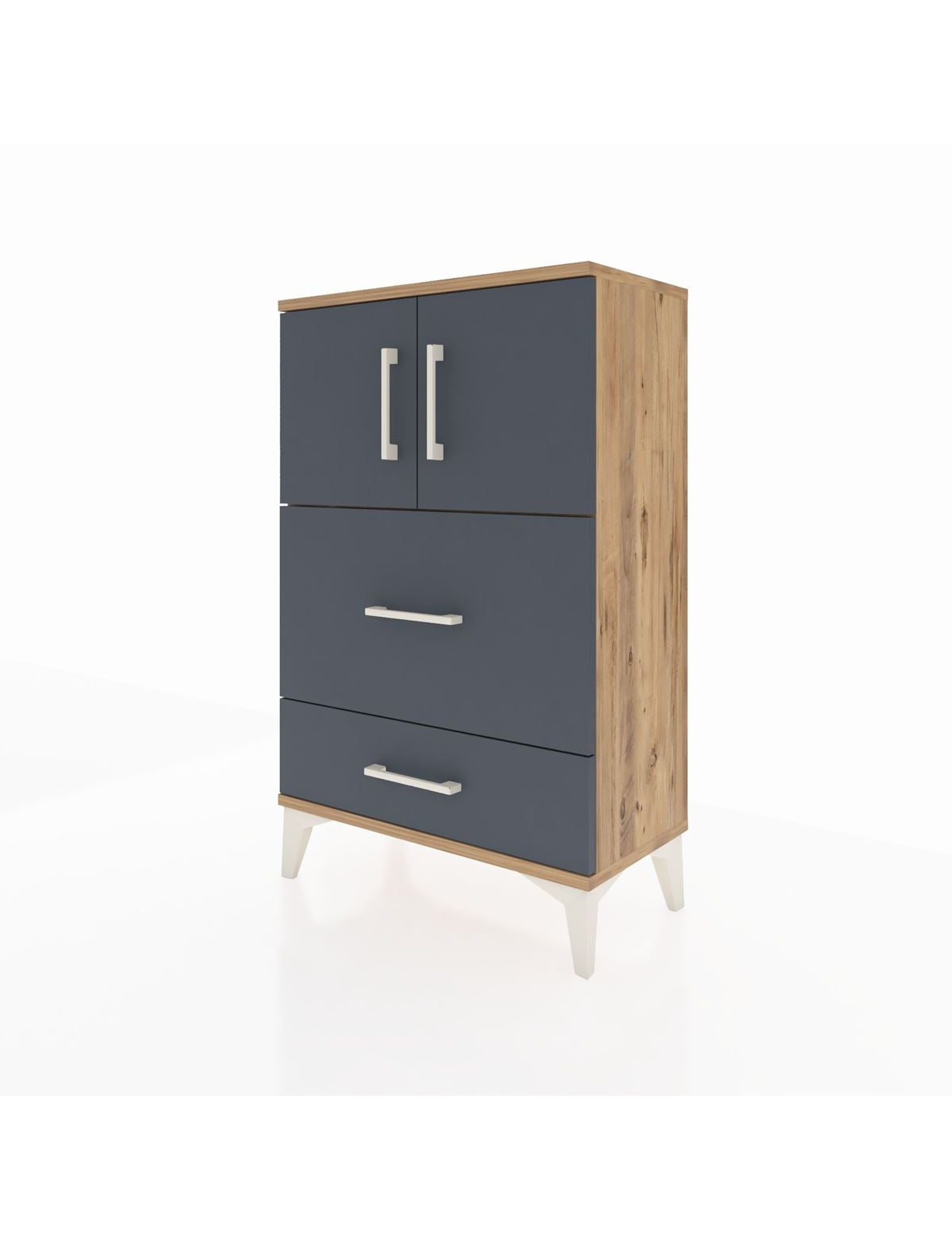 Arges Komodin Tek Raflı 2 Çekmeceli 2 Kapaklı 60x30x96 - S14M027V8A