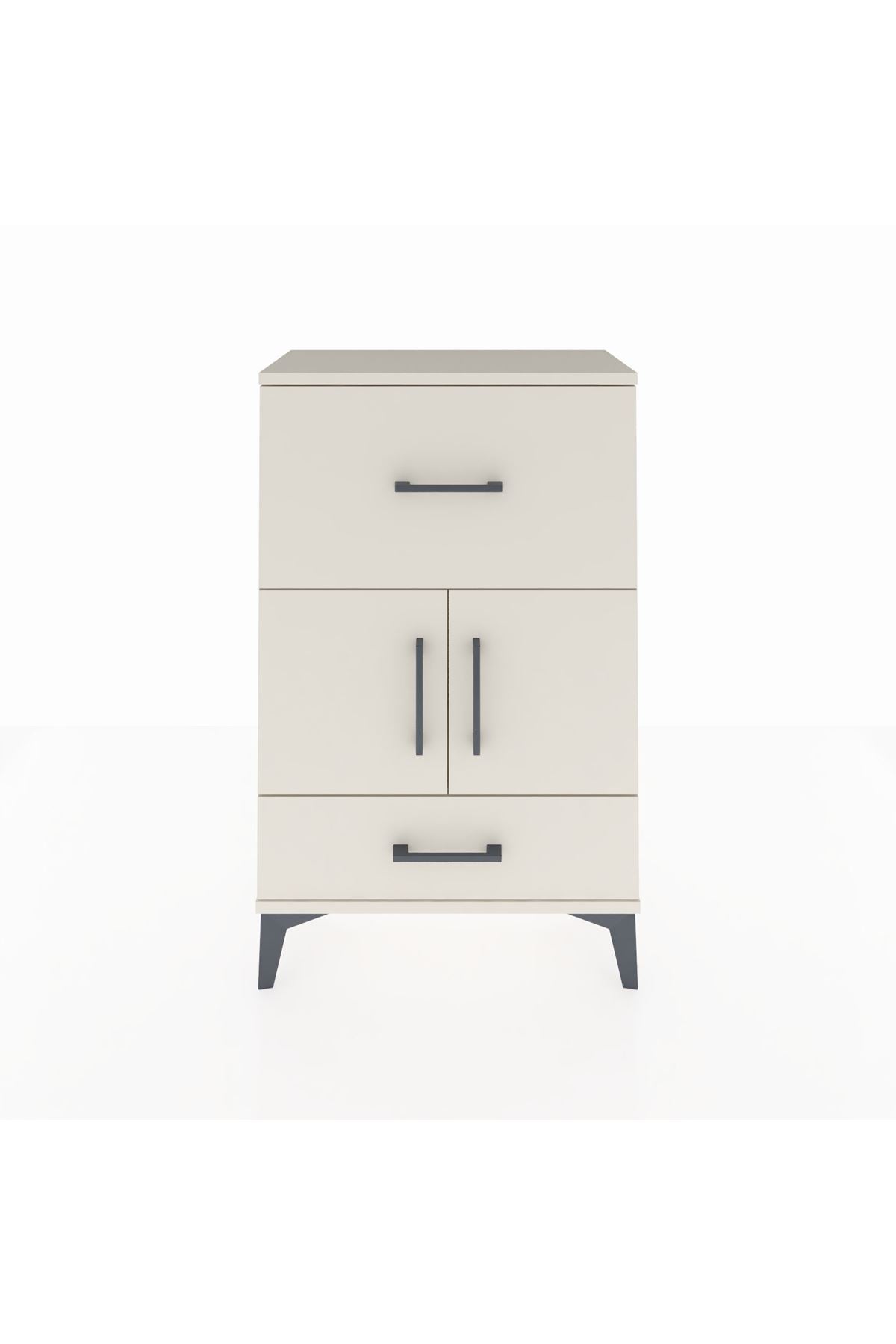 Arges Komodin Tek Raflı 2 Çekmeceli 2 Kapaklı 60x30x96 Aytaşı-Aytaşı