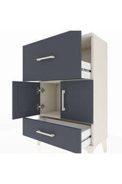 Arges Komodin Tek Raflı 2 Çekmeceli 2 Kapaklı 60x30x96 Aytaşı-Antrasit